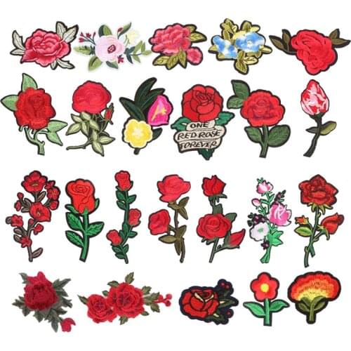Iron On Patch Flower Embroidery Patches For Clothing DIY Stickers Sew On Clothes Denim Jacket Backpack Handbag Badges F
