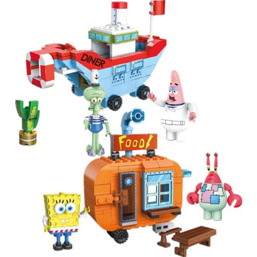 New Moive Series Spinning Music Pineapple SpongeBobed House Friends Castle Idea Building Blocks Bricks Toys Kid Birthday Gift