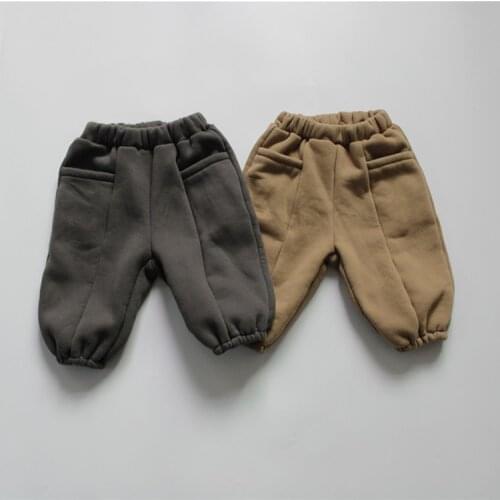 New Winter Baby Boys Thicken Loose Trousers Korean Style Solid Color Warm Toddlers Kids Lantern Pants