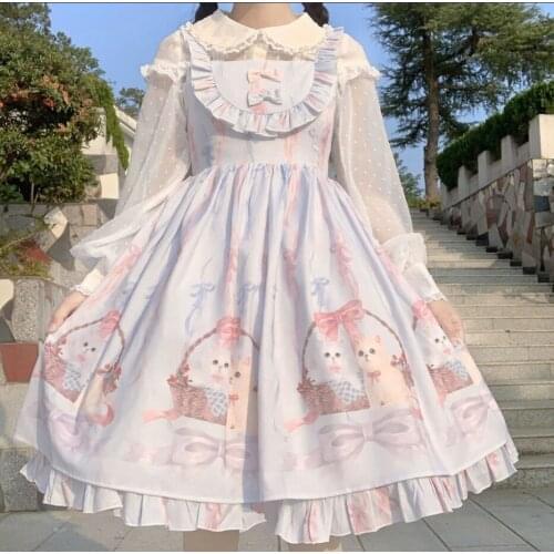 NONSAR Sling Dress 1PC Women Autumn And Winter Lolita Dress Basket Meow JSK Suspender New In 2021
