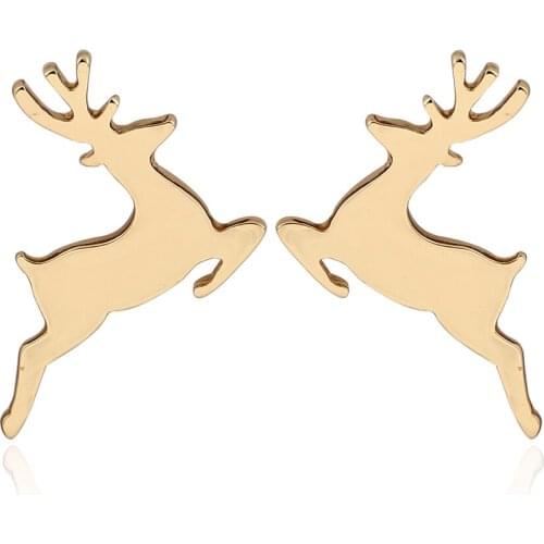 Tiny Small Stainless Steel Running Deer Earring elk Ear Stud Earings Fashion Animal Earings Piercing Pendientes Gift Dropship