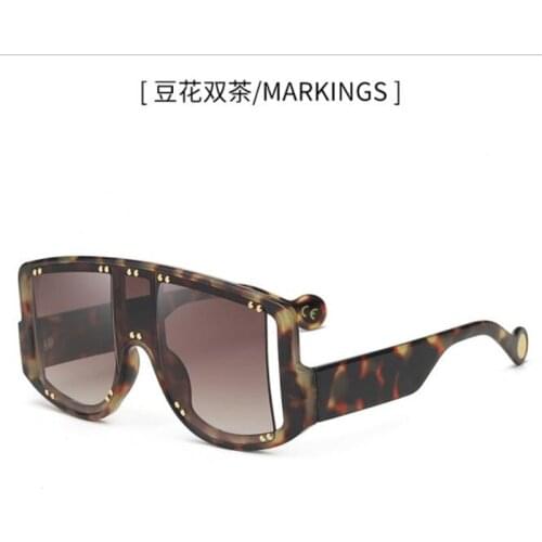 Large frame rivet sunglasses Woman hollowed out square glasses Designers same style windproof mirror color mirror