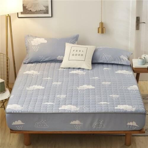 Quilted Mattress Cover Queen Bed Quilted Sheet Thickened Antibacterial Breathable Bed Cover Printing Washable Mattress Cover