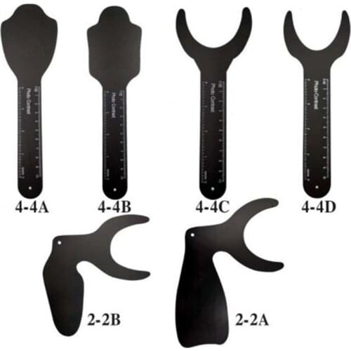 6pcs Dental Orthodontic Black Background Photo Image Contrast Board Oral Cheek Plate with Scale Mark Autoclavable Dentist Tools