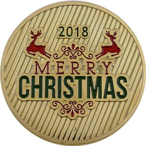 Christmas Souvenir Gifts 24k Gold Plated Metal Coin for Child Fun Collections Challenge Coin Coins Collectibles