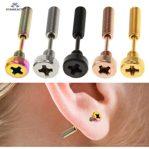 Starbeauty 2 pcs/lot Unique Screw Nut Ear Piercing Helix Piercing Tragus Piercing Cartilage Earrings Cross Body Jewelry Pircing