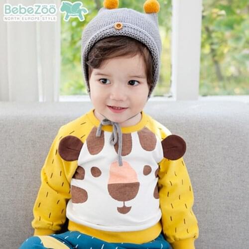 Spring Autumn Fashion children clothing Round neck T-shirt fashion Cute Boys Long sleeve childrens clothes t-shirts for 0-3Y