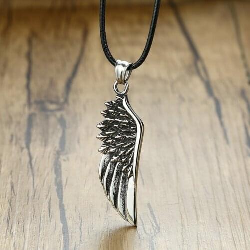 Vnox Mens Choker Vintage Gothic Feather Angel Wing Pendants Necklace Tone Stainless Steel Kettingen Kolye Male Jewelry