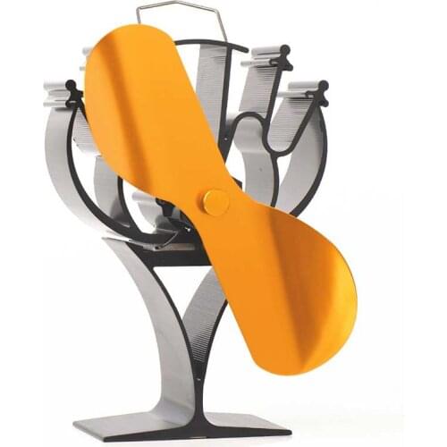 VODA New Designed 2 Blades Heat Powered Stove Fan For Wood / Log Burner/Fireplace - Eco Friendly(Gold) 140x80mm