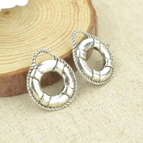 High quality 10pcs metal antique silver Plated Swimming circle charms for DIY jewelry making 22*18mm J121