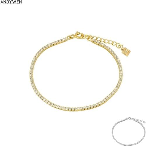 ANDYWEN 2021 New 925 Sterling Silver Full Stone Bracelet Clear Black Bangle Women Fashion Luxury Rock Punk Wedding Gift Jewels