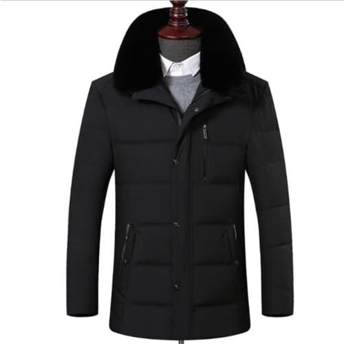 Winter 2020 Mens Business Black Fashion Casual Warm Cotton Jacket With Removable Fur Collar Clothing Casaco Jaqueta Erkek Giyim