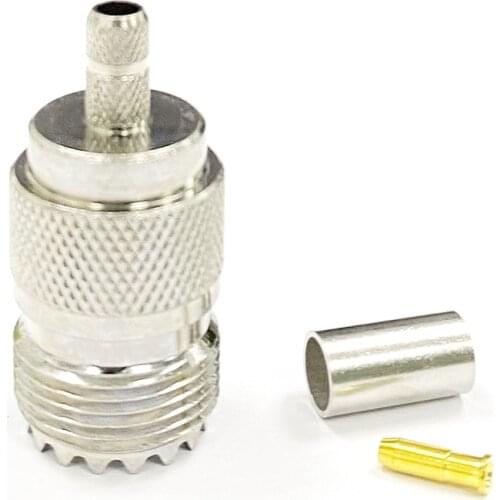 1pc UHF Female Jack RF Coax Convertor Connector Crimp RG58,RG142,RG400,LMR195 Straight Nickelplated NEW wholesale