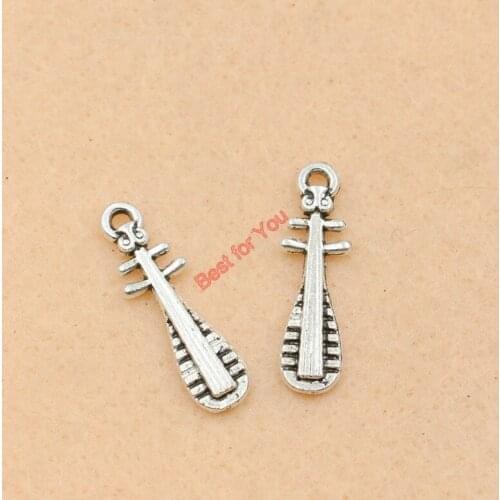 10pcs Antique Silver Plated Lute Charms Pendants Jewelry DIY Jewelry Findings Handmade 23x7mm