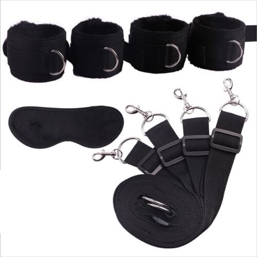 Sex Toys Kit for Couples Women Men Cosplay Erotic Accessories Sexy Slave Harness Wristcuffs Ankle Cuffs Restraints Belt Eye Mask
