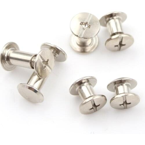20pcs Belt Wallet Solid Brass Nail Rivets Screws Nickel Binding Chicago Screws Leather Craft Bags accessories tacks clothes