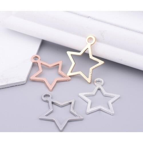 26*22mm Rose Gold Silver Hollow Star Pendants Alloy Christmas Charms DIY Accessories For Handmade Earrings Bracelets Necklace