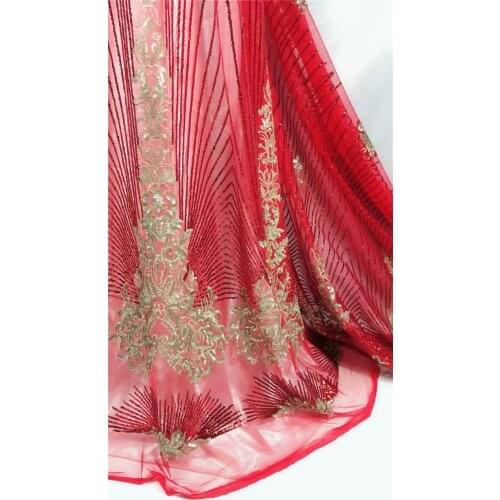 African Lace Fabric Best Selling Nigerian French Fabric High Quality Embroidered Tulle cord Lace Fabric with sequins JRB-65956