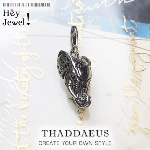 Symbol of Wisdom Elephant Charm Magic Pendants Pure 925 Sterling Silver Lucky Gift For Women Men Jewelry Fit Bracelets Trunk