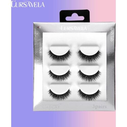 CURSAVELA 3D/6D Lashes Faux Hair Natural Long False Eyelashes 3 Pairs Wispy Fluffy Crisscross Lashes Makeup Profession Tools