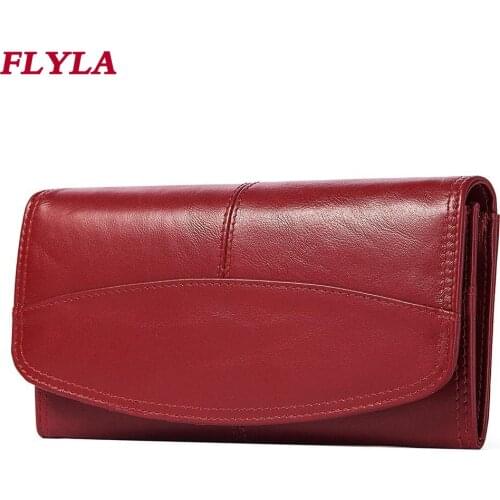 Genuine Leather Long Large-capacity Clutch Bag RFID Card Holder Wallet Wallet Mobile Phone Bag Womens Wallet