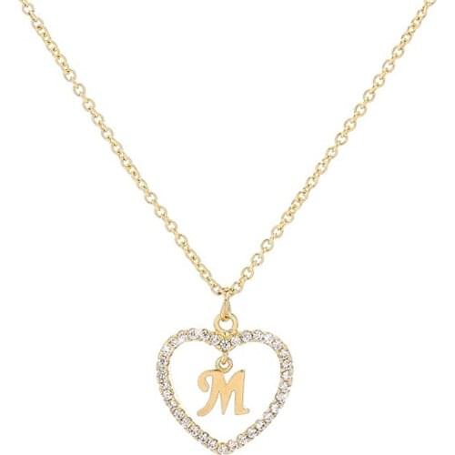 DUOYING Custom Name Initial Letters Necklace Ladies Elegant Heart A-Z Letter Name Pendant Necklace For Women Girls Cute Gift