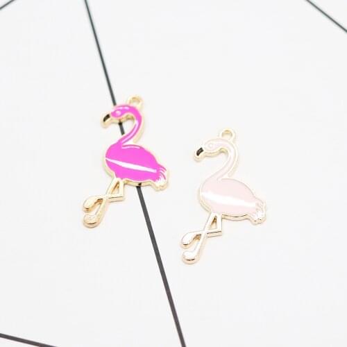 Enamel Flamingo Charms for Jewelry Making Cute Earring Pendant Bracelet Necklace Charms Diy Design Charms