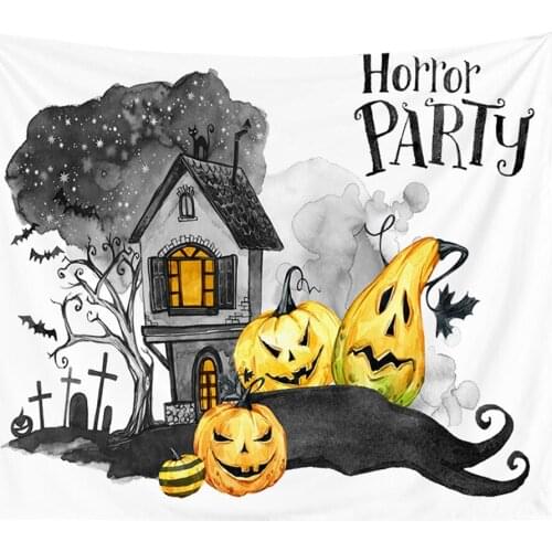 Halloween Tapestry Watercolor Pumpkin Background Cloth Suitable For Decoration Murals in Living Room Bedroom Hanging Wall Cloth