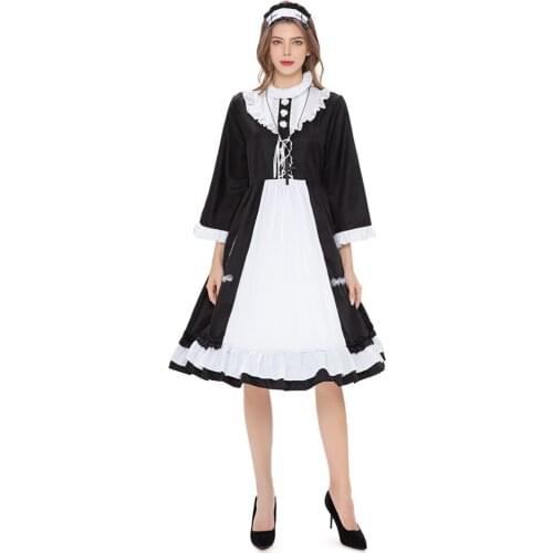 Halloween Carnival Party Women Nun Cosplay Costumes Medieval Renaissance Masquerade Missionary Dress with Headwear+Cross