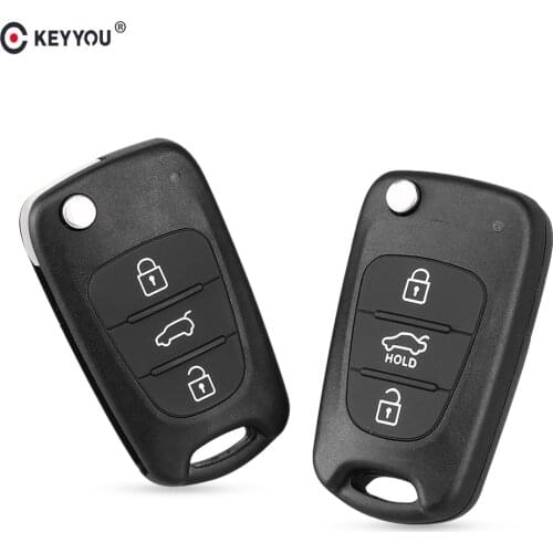 KEYYOU Flip Key Shell Cover 3 Buttons For Kia K2 K5 Rondo Sorento Sportage Soul Rio Folding Remote Car Key Uncut Blank Case