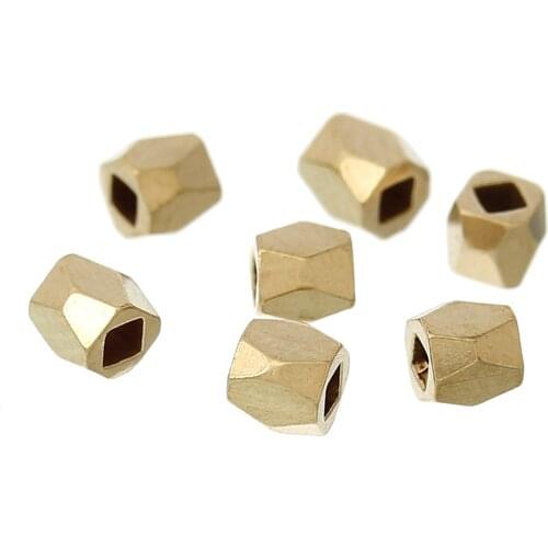Copper Spacer Beads Polygon Light Gold Faceted About 2mm( 1/8") x 2mm( 1/8"), Hole:Approx 1.2mm, 20 PCs