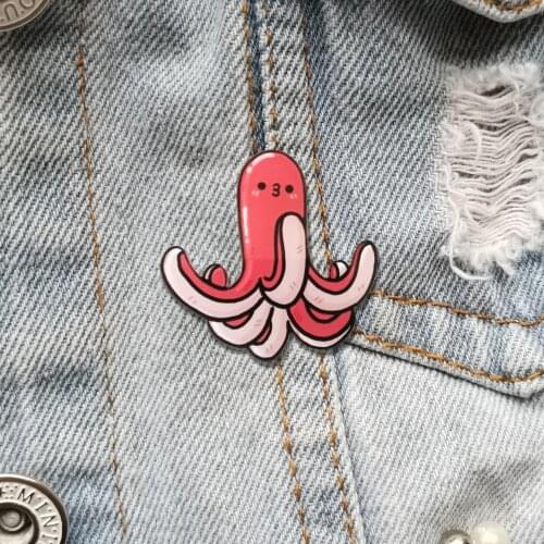Cute Octopus Sausage Brooches For Kids Cartoon Acrylic Custom Pin Vintage Badges Jewelry Wholesale Backpacks Accessories
