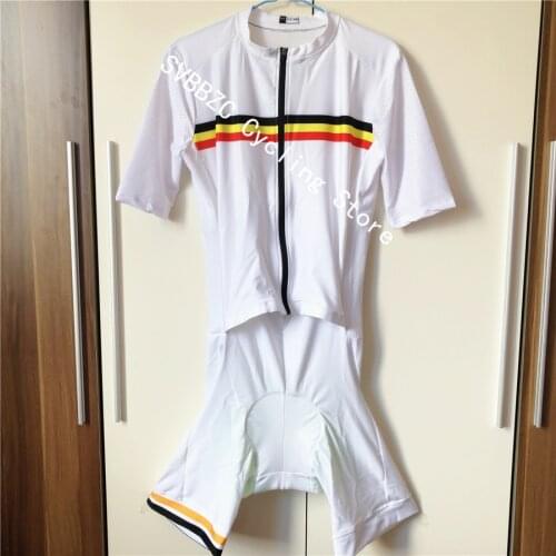 Belgium PRO Cycling Skinsuit set Mens Jumpsuit Triathlon Suit Ropa Ciclismo Maillot Quick Dry Short Sleeve Cycling Jerseys kit