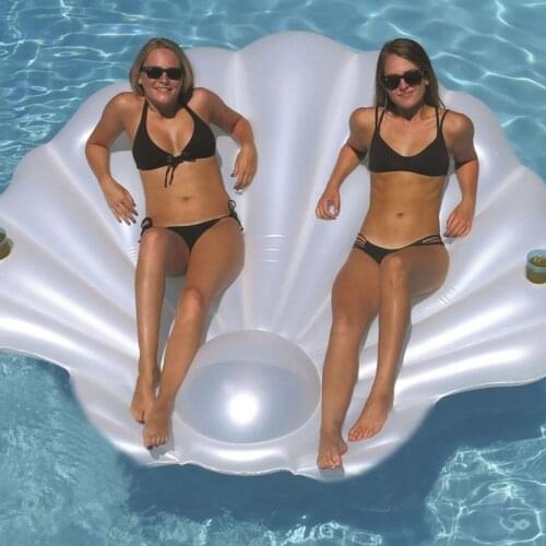 2020 New Hot Inflatable Shell Pool Float White Shell Swimmming Pool With Handle Scallop Row Aqua Lounger Floating Raft Swim Ring