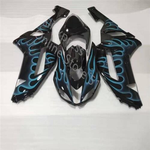 Black blue flames Fairing For Kawasaki NINJA ZX6R 07-08 ZX-6R ZX636 ZX 6R 636 ZX-636 2007 2008 Fairing Kit (Injection Molding)