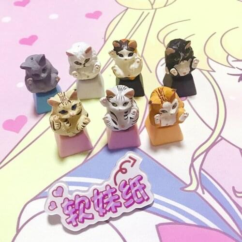 Custom Anime Cartoon Cat PBT Keycap Cute Personality Design Keycaps For Mechanical Keyboard DIY Key Cap Decoration Accessories