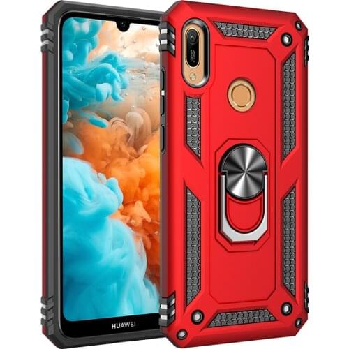 Shockproof Case for Huawei Y6 Prime Y 6 2019 Luxury Rugged Armor Military Protective Magnet Car Holder Phone Cover