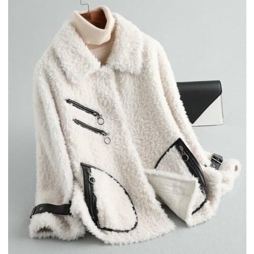 Real Wool Fur Coat Women Winter Jacket Short Korean Womens Fur Coat Female Jacket 2020 Plaszcze Damskie KQN12062 KJ5555