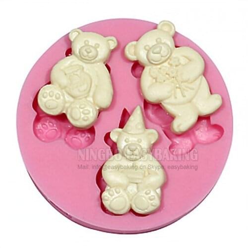 Cute Animal Shape Happy Bears Silicone Mould Cake Decorating Silicone Mold For Fondant Candy Crafts Jewelry PMC Resin Clay