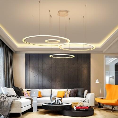 New Modern pendant lights for living room dining room 4/3/2/1 Circle Rings acrylic LED Lighting ceiling Lamp fixtures