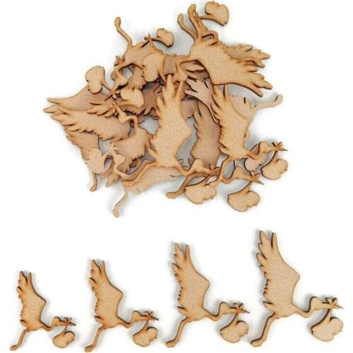 Stork and New baby MDF Craft Shapes Wooden Blank Gift Decoration Christening art