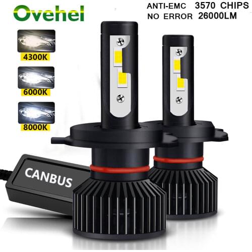 OVEHEL H7 LED Canbus 26000LM 110W Headlight H1 H4 H8 H11 9005 9006 Hb3 9004 9007 H13 9012 LED Bulb Turbo Lamp For Car 12V 6000K