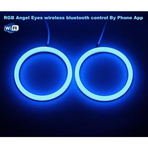 RGB Angel Eyes Cotton Light LED Light DRL Wireless wifi Controller For Headlights Fog Lamp Motorcycle Light - One Pair