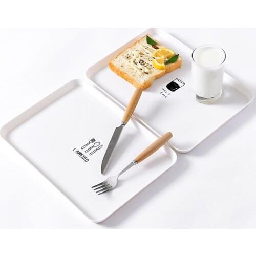 Breakfast Plate Home Fruit Tray Living Room Tea Cup Tray Dim Sum Plastic Tray Steak Dish Plate Round Steak Dish