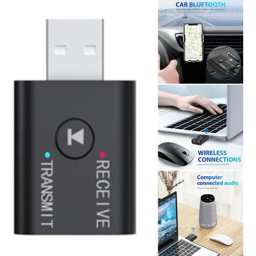 USB Bluetooth 5.0 Audio Transmitter Receiver Adapter 3.5mm Portable for TV PC Car AUX DQ-Drop