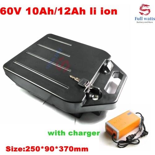 Waterproof 60V 12Ah Lithium-ion battery 60v 10ah li ion for two Wheel Foldable citycoco scooter bicycle bike + 2A charger
