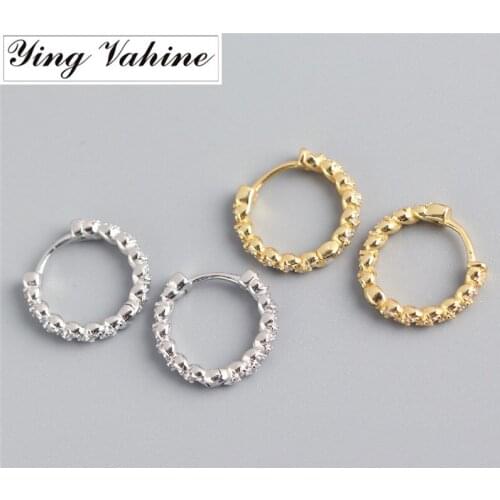 Ying Vahine 100% 925 Sterling Silver Twisted Circle with Zircon Stud Earrings for Women