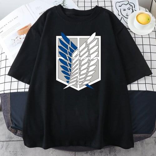 Attack On Titan Anime Logo Womens T-Shirt Korean Style Casual T Shirts 2021 Summer Cool T Shirt Fashion Ins New Tees For Women