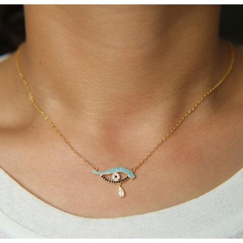 925 Sterling Silver Luck drop eye Necklaces & Pendants For Women Fashion Lady Festival Gift Sterling-silver-jewelry