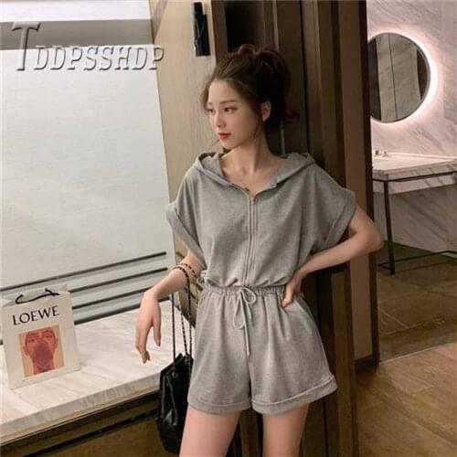 2019 Summer Korean Women Jumpsuit Grey and Black Color Female Playsuit